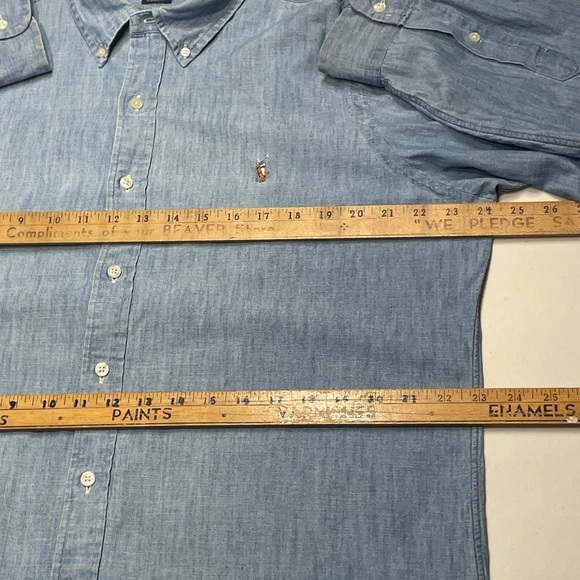 Polo Ralph Lauren size Large Classic Fit "Sun-Baked" Chambray Button Down Shirt - Picture 11 of 14